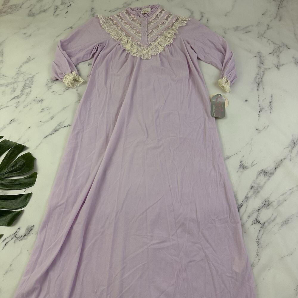 Ilise Stevens Womens Vintage 80s Nightgown Size M New Purple Lace Ruffles